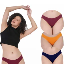 ORLIZEA Women Set Of 3 Multi Color Cotton Blend Solid Hipster Panty-image-57