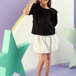 Peppermint Puff Sleeve Georgette Crop Top image 5