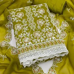 BlissFlair Art Silk Unstitched Dress Material image 2