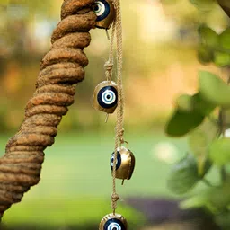 DULI Blue & Brown Metal Windchime With Evil Eye Cowbells-picture-10