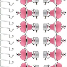gloxy Silver, Pink Rod Rail Bracket, Curtain Knobs, Curtain Hooks, Curtain Rods Metal-picture-11