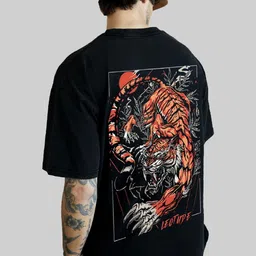 Leotude Men Graphic Printed Round Neck Oversized T-shirt image 5