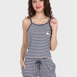 Evolove Women Cotton Slip Set  Striped Night suit image 2