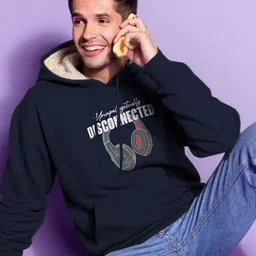 MaverIQ Men Typography Printed Hooded Sweatshirt image 5