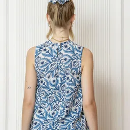 kalamir Zenava by Myntra Floral Printed Side Gathered or Pleated Cotton A-Line Top image 4