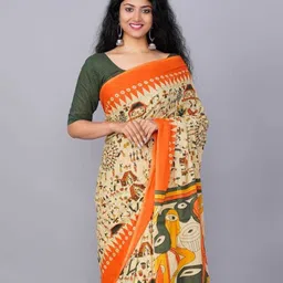 Craft Musium Ethnic Motifs Pure Cotton Block Print Saree image 2