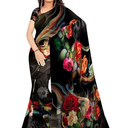 SHIVAM FABRICS Floral Poly Georgette Saree image 1