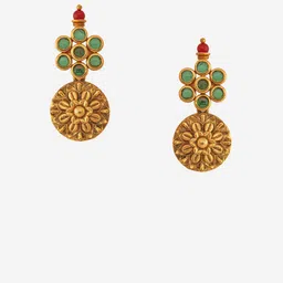 Kushal's Fashion Jewellery Gold-Plated CZ Studded Ethnic Antique Necklace image 4