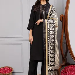 Nayam By Lakshita Women Ethnic Motifs Embroidered Kurta with Trouser & Dupatta-image-31