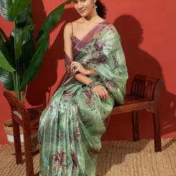 RACHNA Floral Printed Tissue Saree image 4