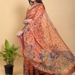 DAATAR Ethnic Motifs Woven Design Zari Saree With Blouse Piece image 2