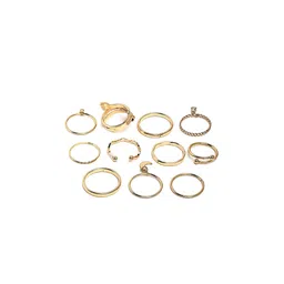 Bohey by KARATCART 10Pcs Gold-Plated Intricate Details Finger Ring image 3