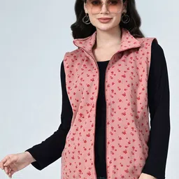 BAESD Women Floral Fleece Lightweight Open Front Jacket with Patchwork image 2