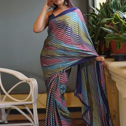 kalini MIRCHI FASHION Leheriya Poly Chiffon Leheriya Saree image 1