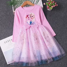Xsole Girls Elsa Printed Embellished Tulle Fit & Flare Midi Dress-image-94