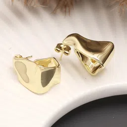 MAHTTAB Gold-Plated Contemporary Shaped Half Hoop Earrings-picture-27