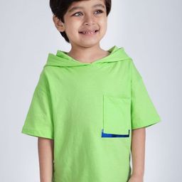 Hopscotch Boys Typography Printed Hooded Drop-Shoulder Sleeves T-shirt-picture-46