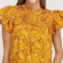 JAKANARY Floral Print Flutter Sleeve Georgette Top image 4