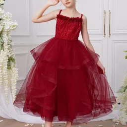 StyleCast x Revolte Girls Solid Shoulder Straps Georgette Fit & Flare Midi Dress-picture-1