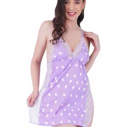 GuSo Shopee Women Purple Nylon Baby Dolls-image-13