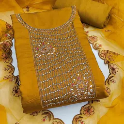 SAINOOR Embroidered Pure Silk Semi-Stitched Dress Material-picture-31