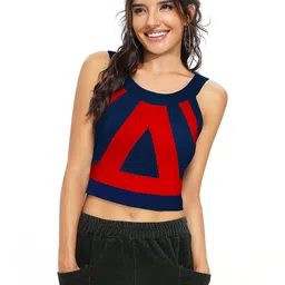 SZN Navy Blue Geometric Crop Top image 4