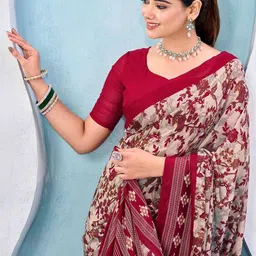 HERE&NOW Floral Poly Georgette Saree-picture-29