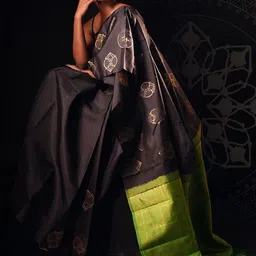 CaniBani Ethnic Motifs Zari Silk Blend Banarasi Saree-picture-23