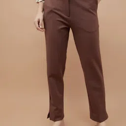 CODE by Lifestyle Women Solid Tapered Fit Mid-Rise Regular Trousers-picture-6
