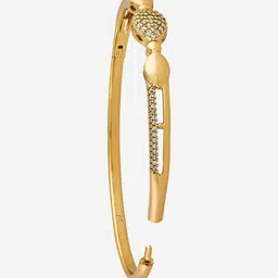 Kushal's Fashion Jewellery Gold-Plated & White Copper Zircon Bangle image 3
