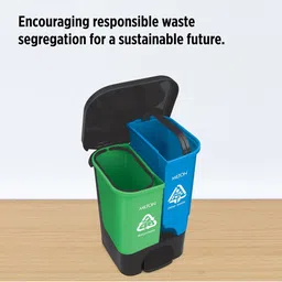 Milton Blue & Green Printed 2-In-1 Pedal Dustbin - 20 L image 2