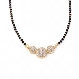 Opal Touch Gold-Plated Artificial Stones Studded And Beaded Mangalsutra image 4