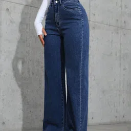 NU CLOTHS Women Jean Wide Leg High-Rise Stretchable Jeans image 5