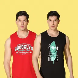 WOOSTRO Men Pack Of 2 Printed Slim Fit T-shirt image 4