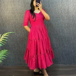 heer tex Solid Cotton Silk Stitched Anarkali Gown image 4