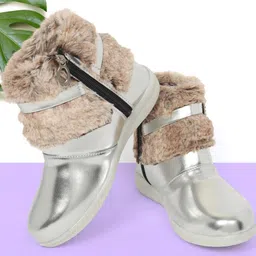 SparkleGlow Girls Fur & Buckle Charm Boots-image-37