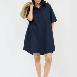 FEMMELLA Women Shirt Collar Shirt Mini Dress image 5