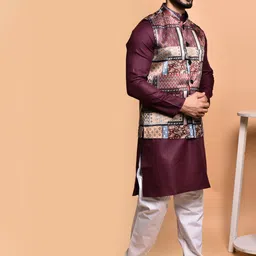 PRINTCULTR Men Regular Pure Cotton Kurta with Trousers image 3