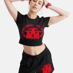 Crazy Mosquitoes Women Typography Printed Applique Boxy T-shirt-picture-25