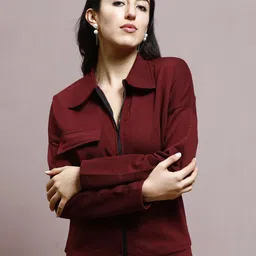 Athena Women Shirt Collar Long Sleeves Sweatshirt-image-0