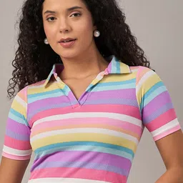 The Roadster Lifestyle Co. Women Striped Crop Top-picture-40