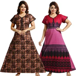 Inner Beats Pack Of 2 Cotton Blend Nightdress-picture-34
