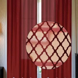 Aura Maroon 2 Pieces Geometric Sheer Long Door Curtains-image-66