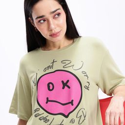 Kook N Keech Printed Drop-Shoulder Sleeves Boxy Crop T-shirt-picture-35