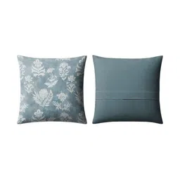 CASABLEU White & Grey 5 Pieces Floral Square Cushion Covers 16" X 16" image 5