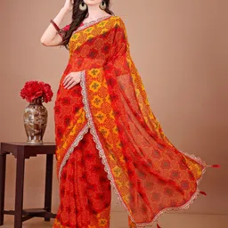 Mitera Bandhani Sequinned Poly Georgette Bandhani Saree-picture-32