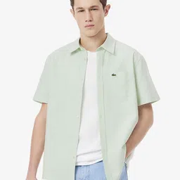 Lacoste Men Spread Collar Pinstripes Striped Cotton Casual Shirt-image-12