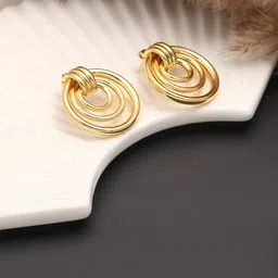 MAHTTAB Women Gold-Plated Circular Hoop Earrings-image-72
