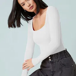 Maheshvi Women Square Neck Long Sleeves Fitted Casual Top image 4