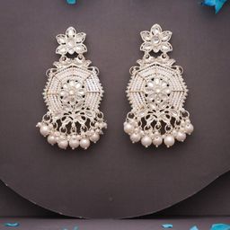Lyriss Gold Plated Artificial Stone Studded & Beaded Contemporary Drop Earrings-picture-31
